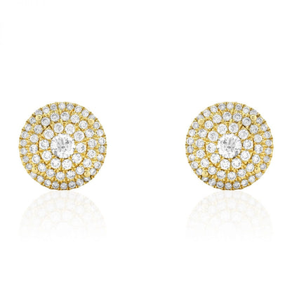 2.30 Ct Real Diamond Round Cluster Stud Earrings 14k Yellow Gold Screw-Back