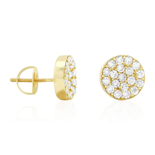 1.29Ct Real Diamond 14k Yellow Gold Filigree Round Screwback Stud Earrings