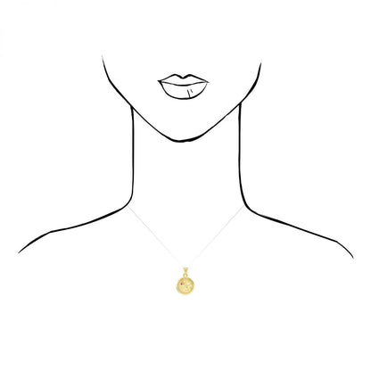 10k Yellow Gold Diamond Cut Ruby Santa Barbara Round Medallion Pendant