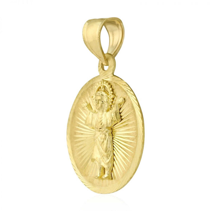 10k Yellow Gold Diamond-Cut Divino Niño Jesús Round Medallion Pendant