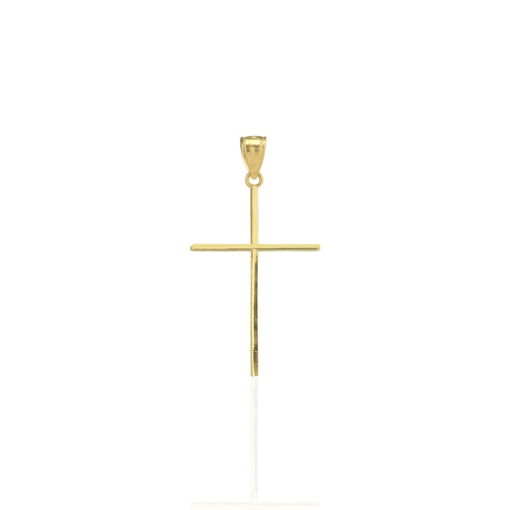 10k Solid Yellow Gold Diamond Cut Finish Religious Cross Pendant 1.46"