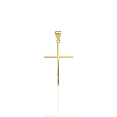 10k Solid Yellow Gold Diamond-Cut Finish Religious Cross Pendant 1.46"