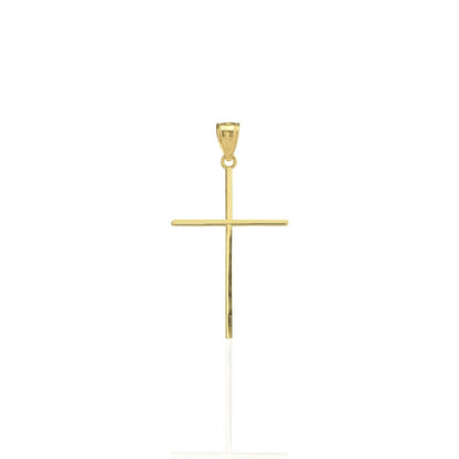 10k Solid Yellow Gold Diamond Cut Finish Religious Cross Pendant 1.46"