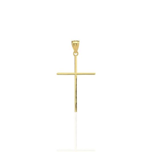 14k Solid Yellow Gold Diamond Cut Finish Religious Cross Pendant