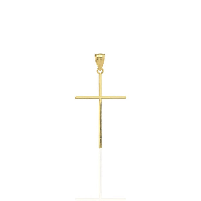 14K Yellow Gold Diamond-Cut Finish Religious Cross Pendant