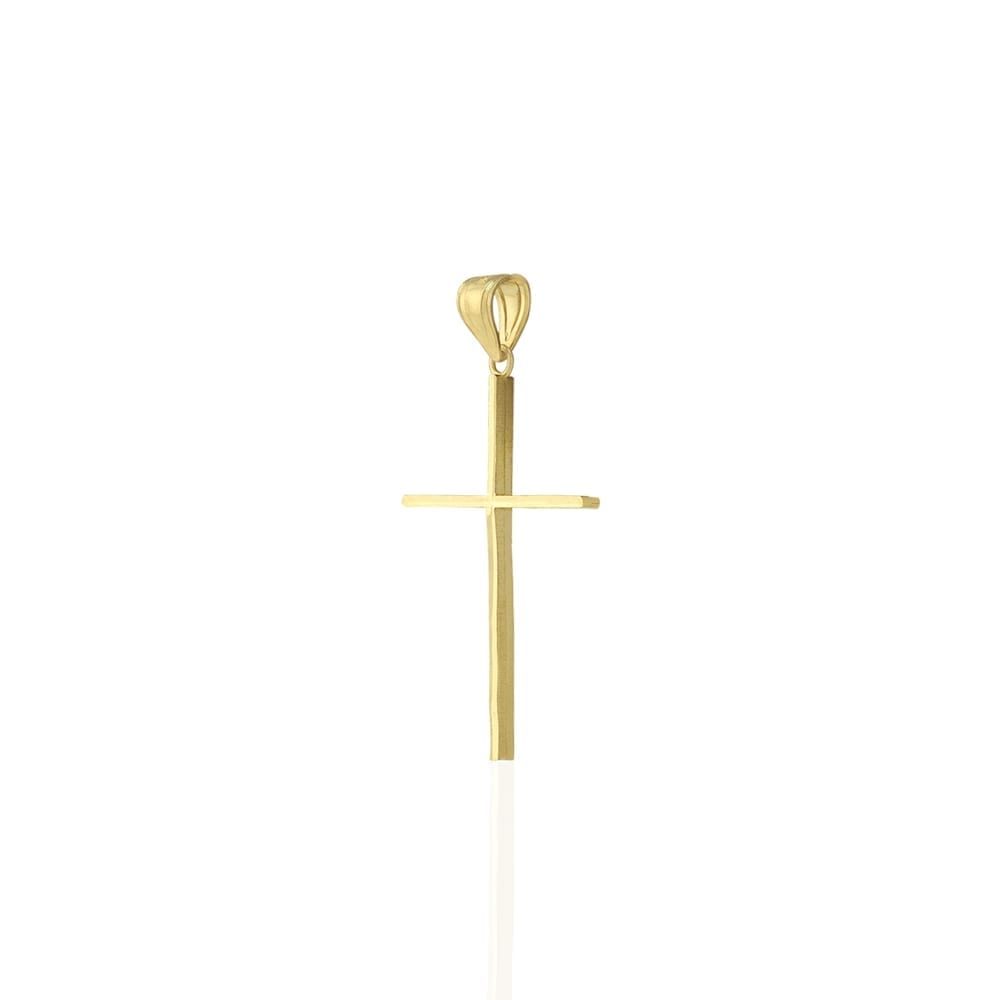10k Solid Yellow Gold Diamond Cut Finish Religious Cross Pendant 1.46"