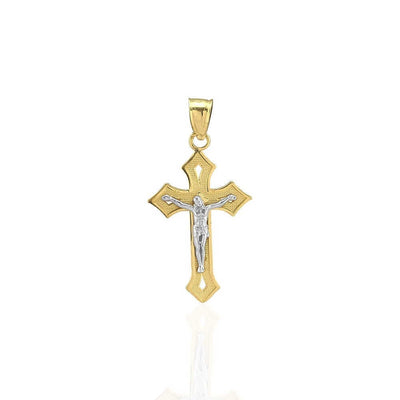 10k Yellow Gold Diamond-Cut Jesus Crucifix Religious Cross Pendant 1.22"