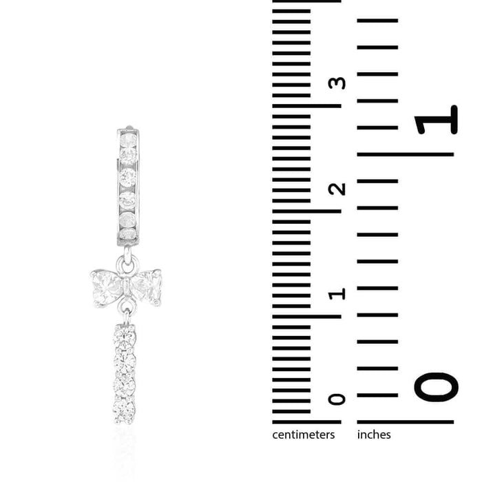 CZ 14k Yellow & White Gold Bow Double Huggie Hoop Earrings