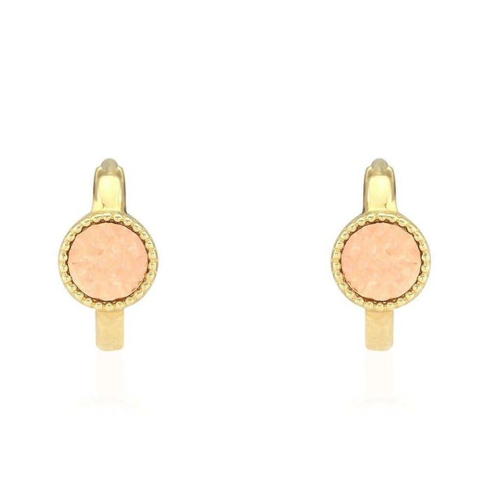 14k Yellow & Rose Gold Diamond-Cut Circle Milgrain Huggie Hoop Earrings