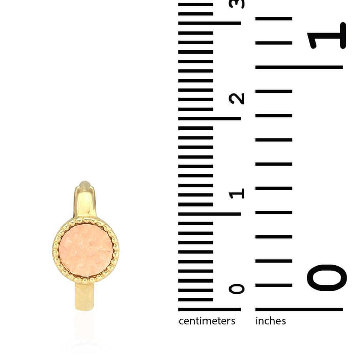 14k Yellow & Rose Gold Diamond-Cut Circle Milgrain Huggie Hoop Earrings