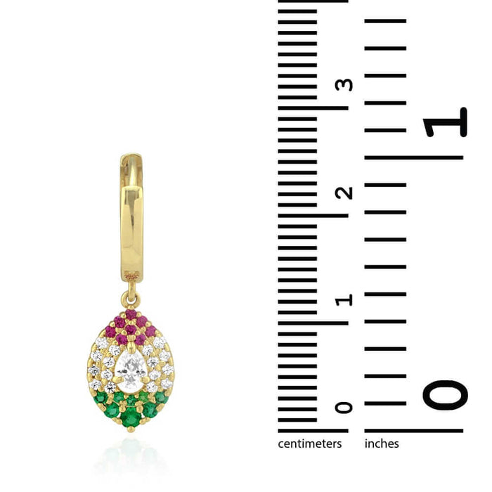 14k Yellow White Gold Multicolor CZ Huggie Hoop Earrings