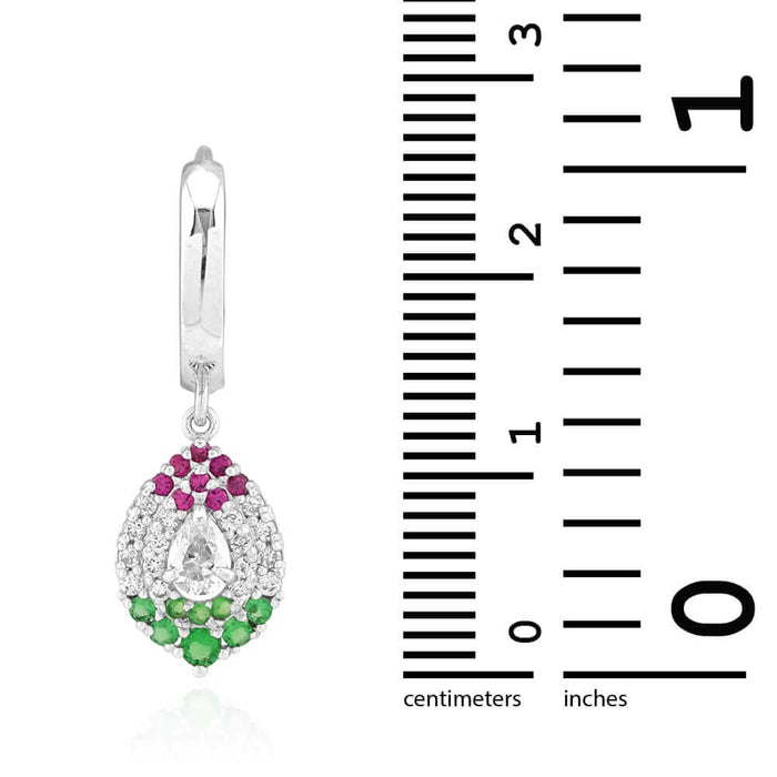 14k Yellow White Gold Multicolor CZ Huggie Hoop Earrings