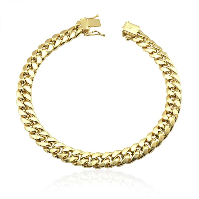 10K Gold Yellow 7.8mm Miami Cuban Bracelet (Hollow) Box Clasp 8.5" 9"