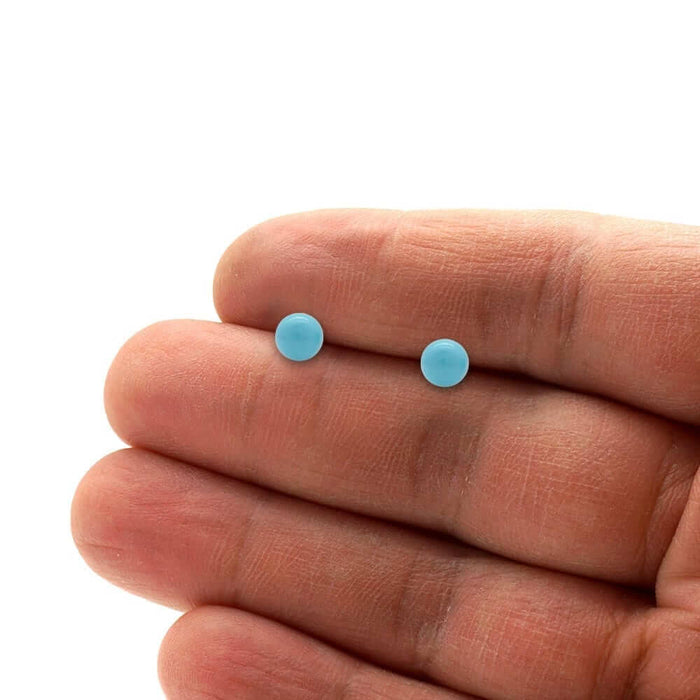 14k Yellow Gold Blue Turquoise Screw Back Ball Stud Earrings 3mm-8mm