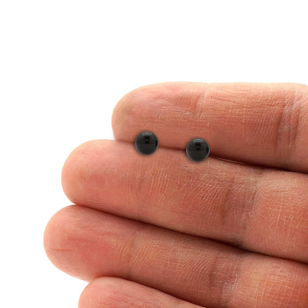 14k Yellow Gold Black Onyx Screw Back Ball Stud Earrings 3mm-8mm