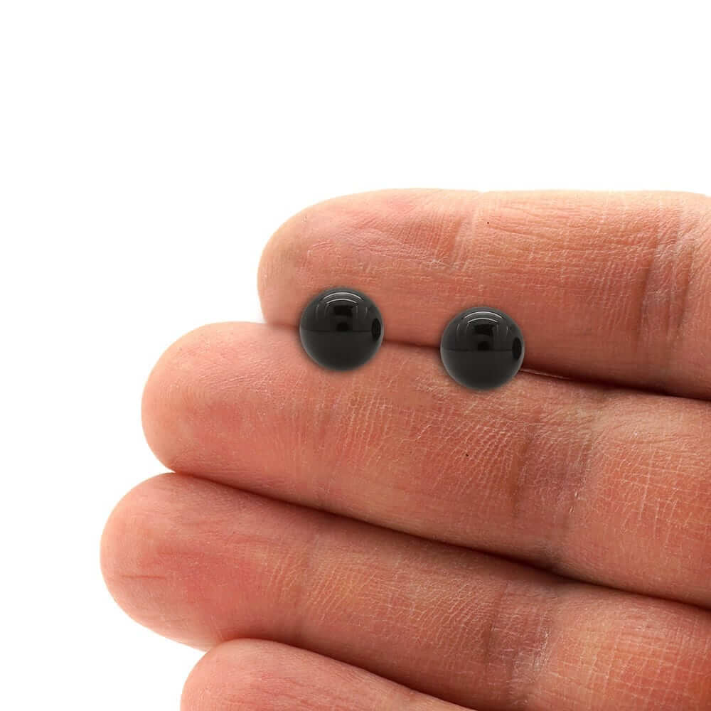 14k Yellow Gold Black Onyx Screw Back Ball Stud Earrings 3mm-8mm