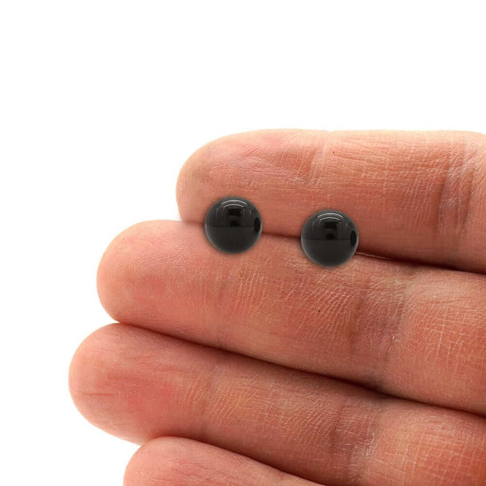 14k Yellow Gold Black Onyx Screw Back Ball Stud Earrings 3mm-8mm