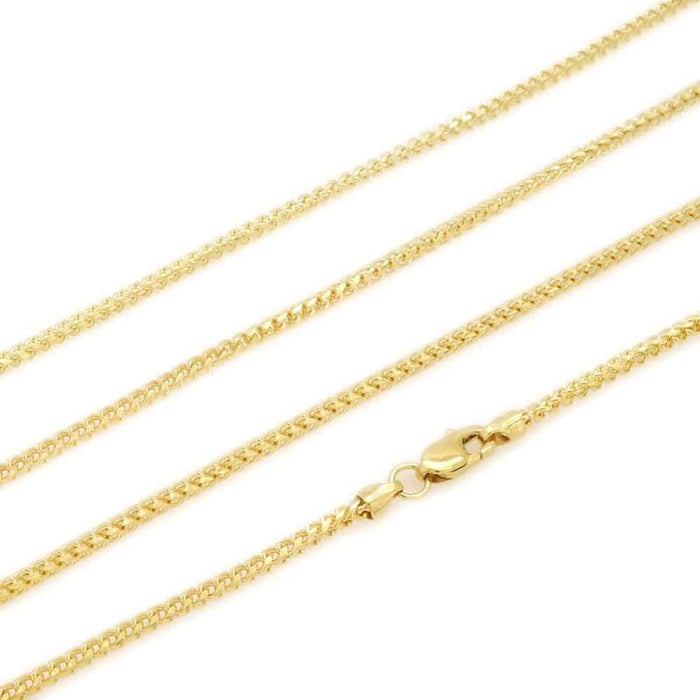 14K Yellow Gold 1.7mm Franco Chain (Solid Links) 20"-26" 28"