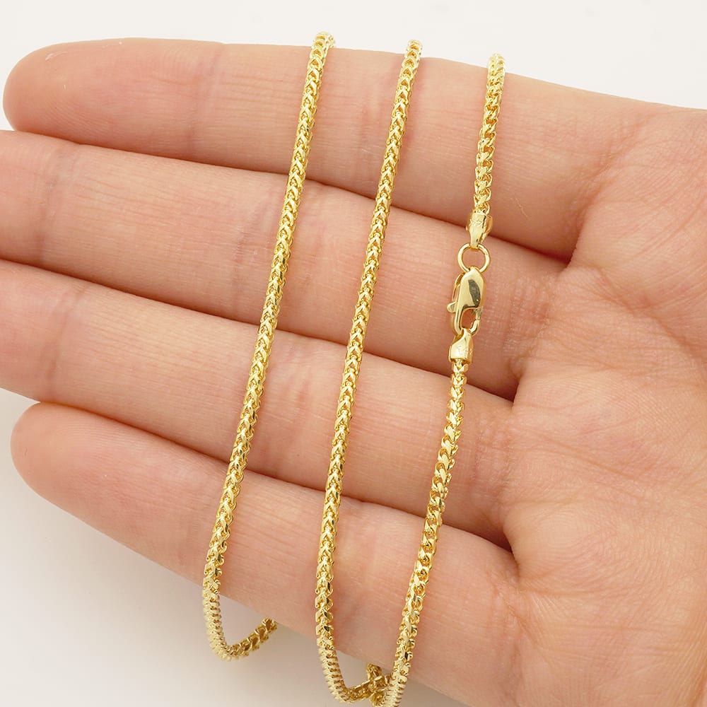 Solid 14K Yellow Gold 1.7mm Franco Chain Lobster Clasp 20" 22" 24" 26" 28" HEAVY