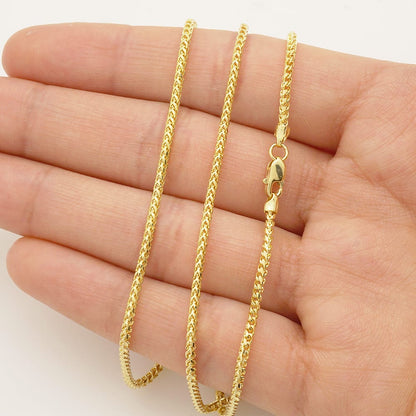 Solid 14K Yellow Gold 1.7mm Franco Chain Lobster Clasp 20" 22" 24" 26" 28" HEAVY