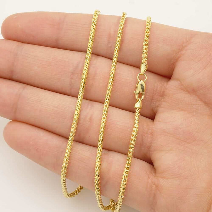 14K Yellow Gold 1.7mm Franco Chain (Solid Links) 20"-26" 28"