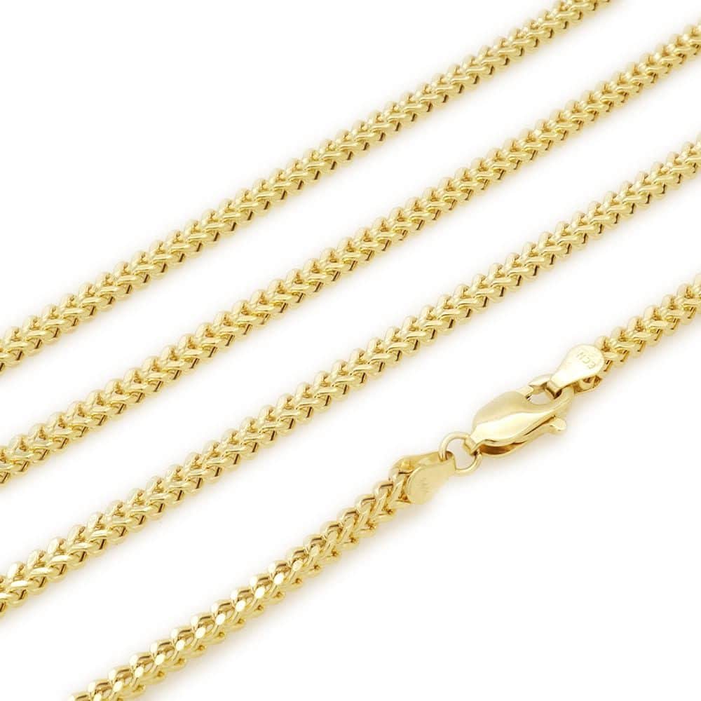 14K Yellow Gold Hollow 2.7mm Franco Chain Necklace 22"-24"