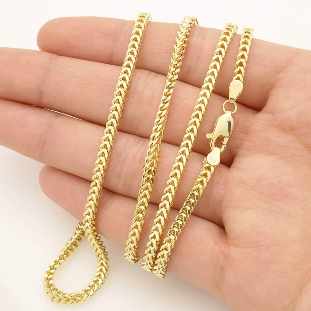 14K Yellow Gold Hollow 2.7mm Franco Chain Necklace 22"-24"