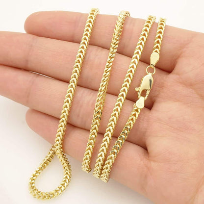14K Yellow Gold Hollow 2.7mm Franco Chain Necklace 22"-24"