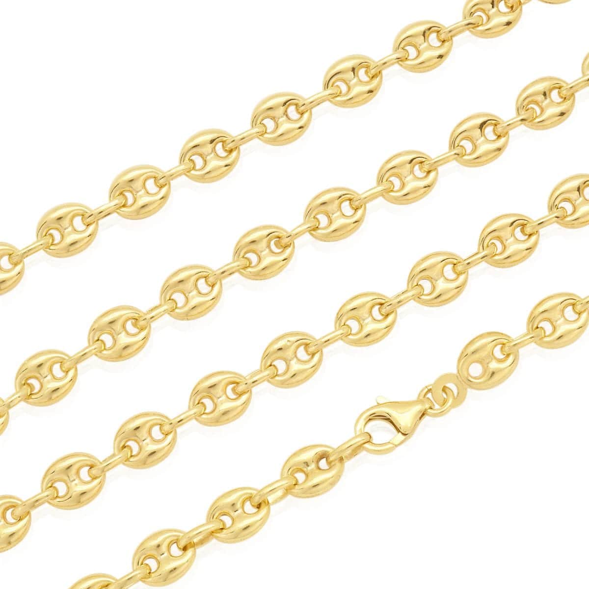 14k Yellow Gold 7mm Fancy Puffed Anchor Mariner Chain Necklace 18"-36"