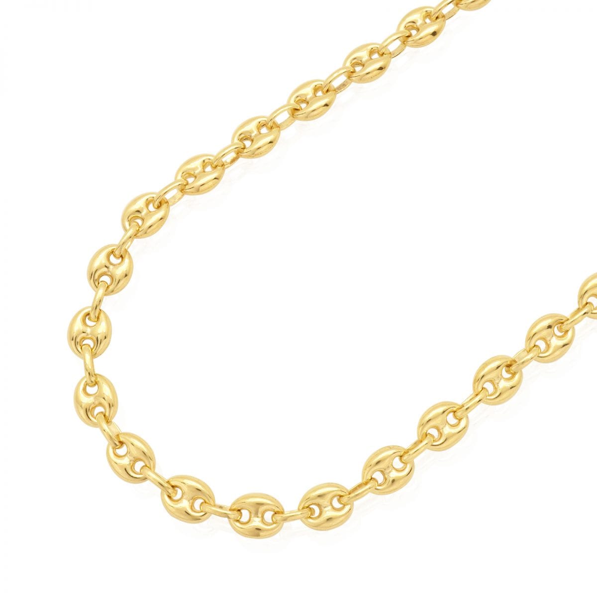 14k Yellow Gold 7mm Fancy Puffed Anchor Mariner Chain Necklace 18"-36"