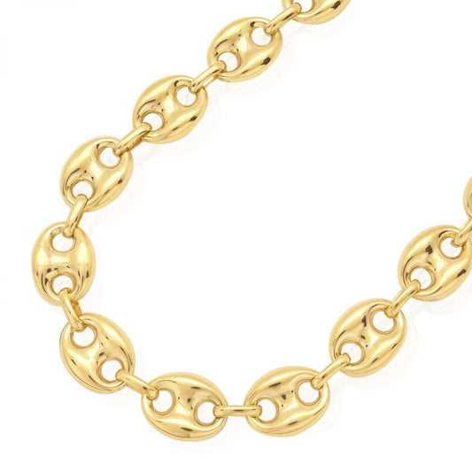 14K Real Gold 11.2mm Fancy Puffed Anchor Mariner Chain 22", 24", 26", 28", 30"