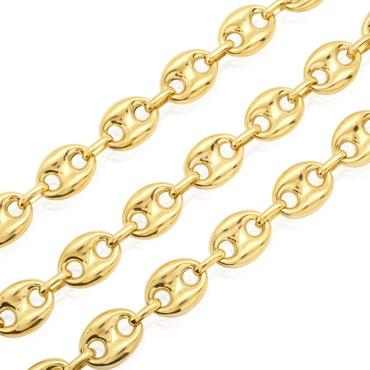 14K Real Gold 11.2mm Fancy Puffed Anchor Mariner Chain 22", 24", 26", 28", 30"