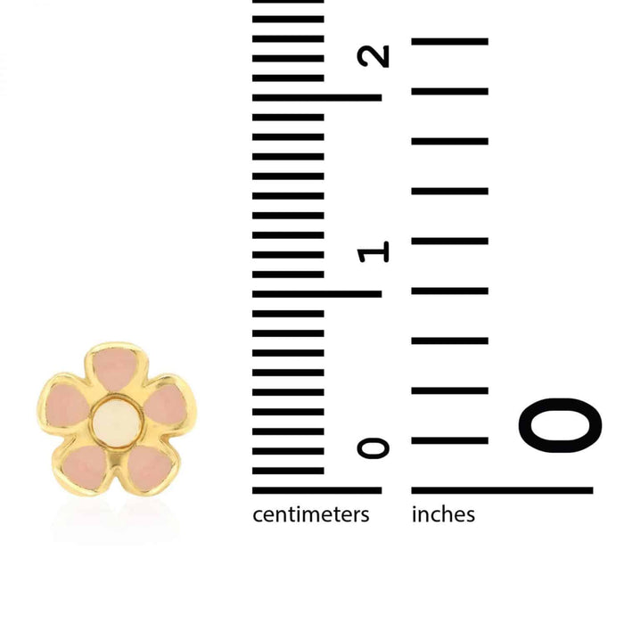Kids 14K Gold White Pink Blue Green Red Purple Yellow Flower Stud Earrings
