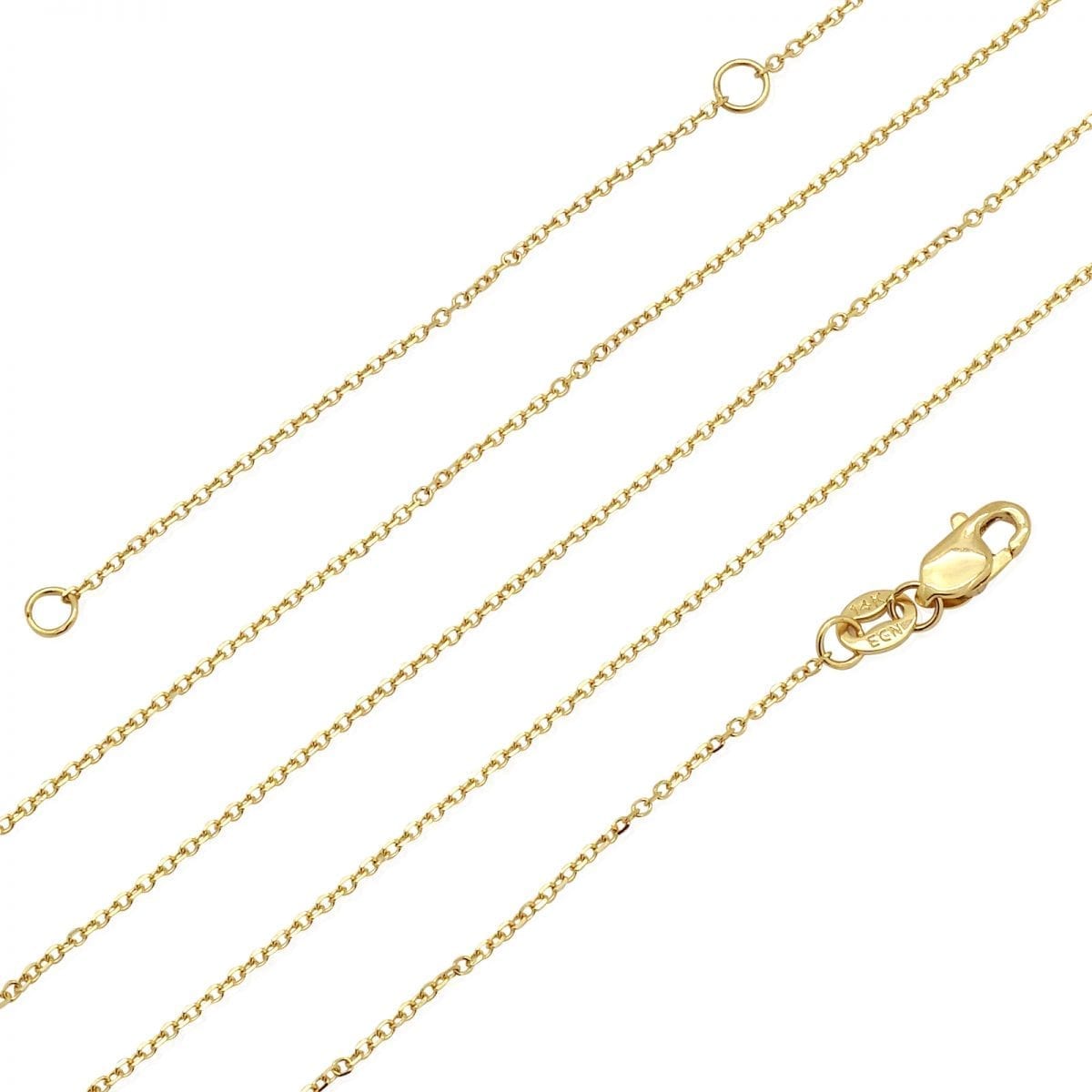14k Yellow Gold Pink Enamel Heart Pendant Cable  Chain 16-18"
