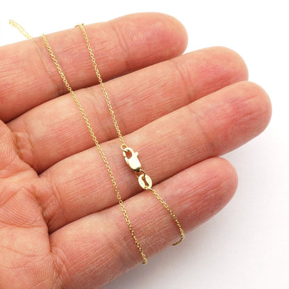 14k Yellow Gold Pink Enamel Heart Pendant Cable  Chain 16-18"