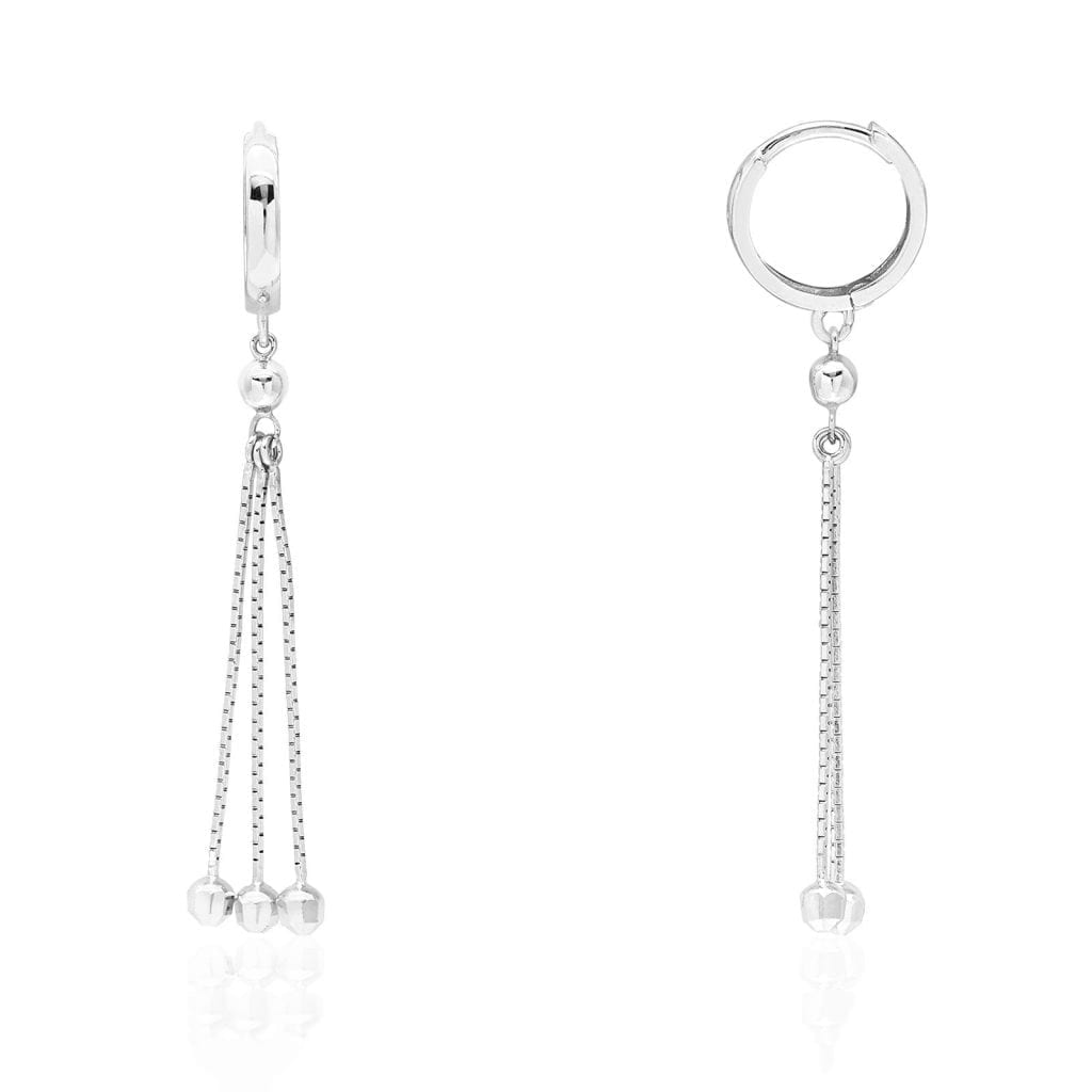14k Yellow Gold White Gold Triple  Huggie Hoop Hinged Snapback Earrings