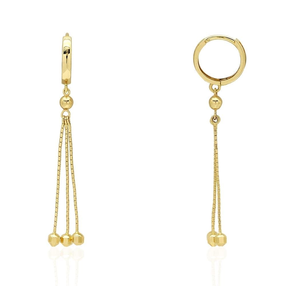 14k Yellow Gold White Gold Triple  Huggie Hoop Hinged Snapback Earrings
