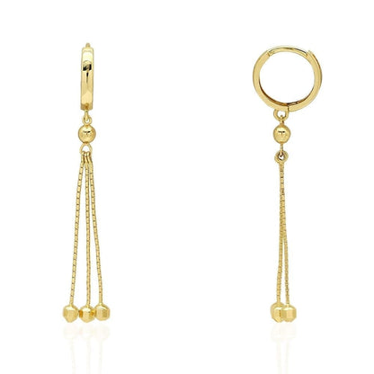 14k Yellow Gold White Gold Triple  Huggie Hoop Hinged Snapback Earrings