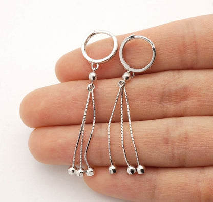 14k Yellow Gold White Gold Triple  Huggie Hoop Hinged Snapback Earrings