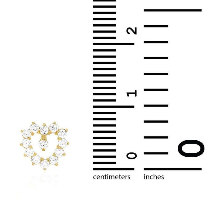 14K Yellow Gold Birthstone And White Zircon Heart Baby Screw Back Stud Earrings