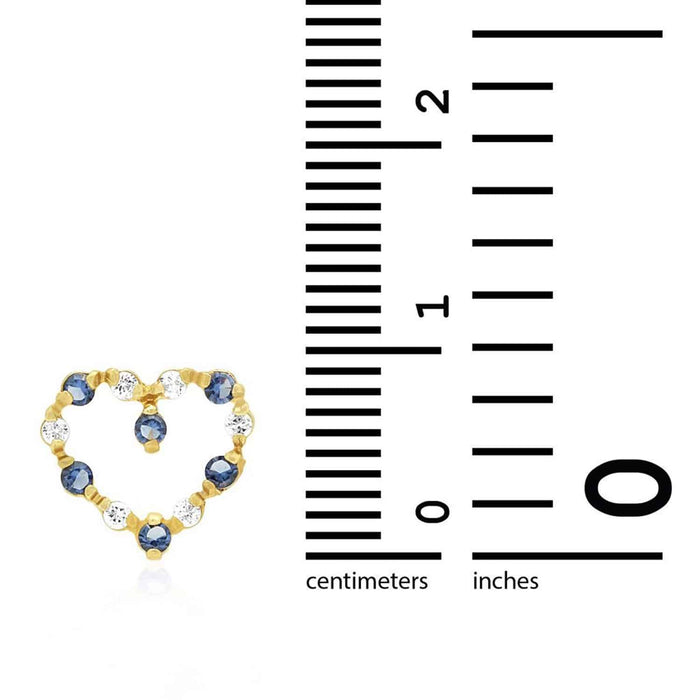 0.75CTW Gemstone 14k Yellow Gold Heart Screw Back Stud Earrings
