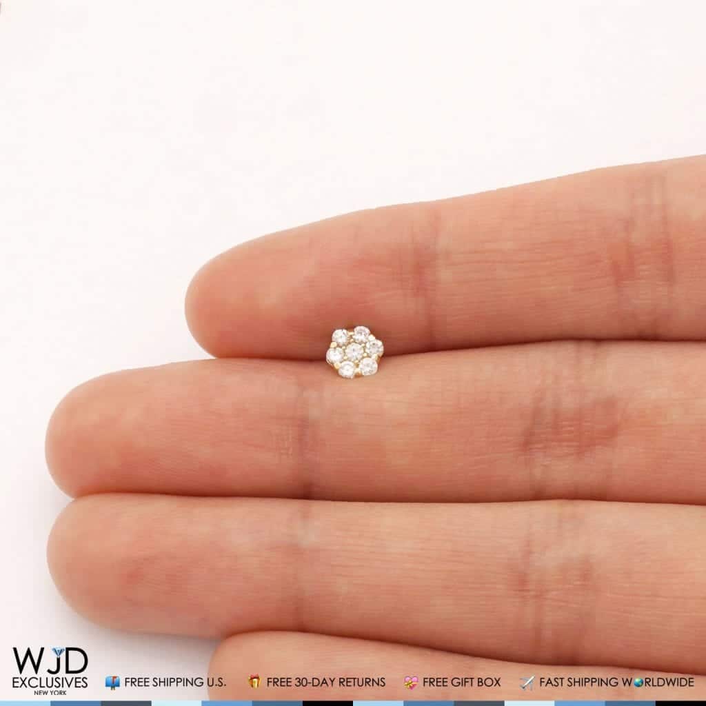 Kid's 14k Yellow Gold Simulated Birthstone Flower Screw Back Earrings 5mm