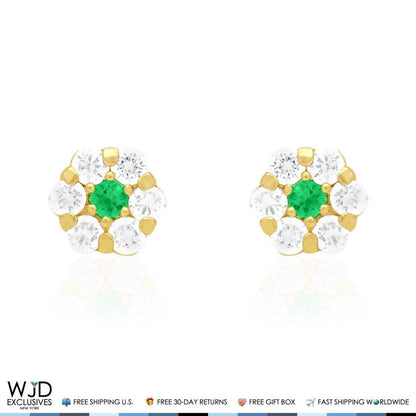 Kid's 14k Yellow Gold Simulated Birthstone Flower Screw Back Earrings 5mm