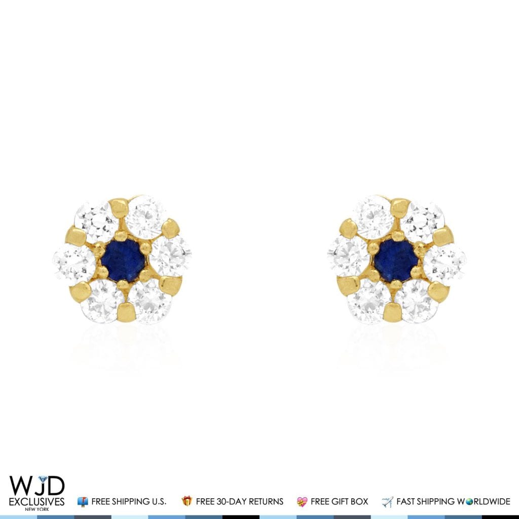 Kid's 14k Yellow Gold Simulated Birthstone Flower Screw Back Earrings 5mm