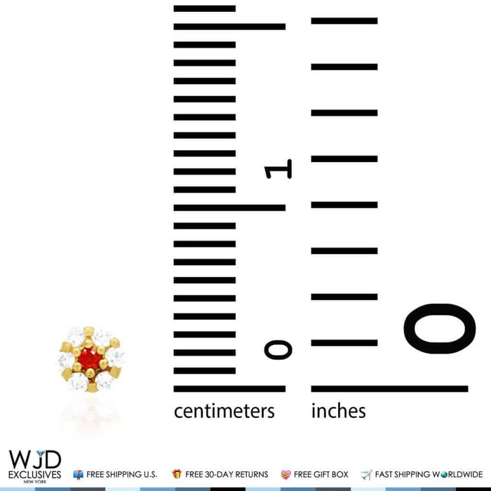 Kid’s 14K Gold Birthstone CZ Flower Screw Back Stud Earrings 4mm