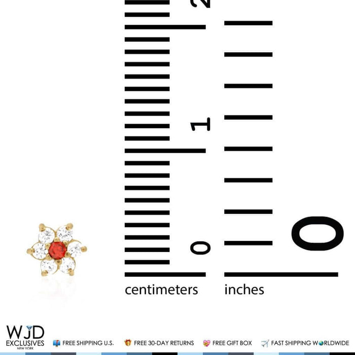 Kids 14K Gold .50Ct Birthstone Flower Cluster Screw Back Stud Earrings