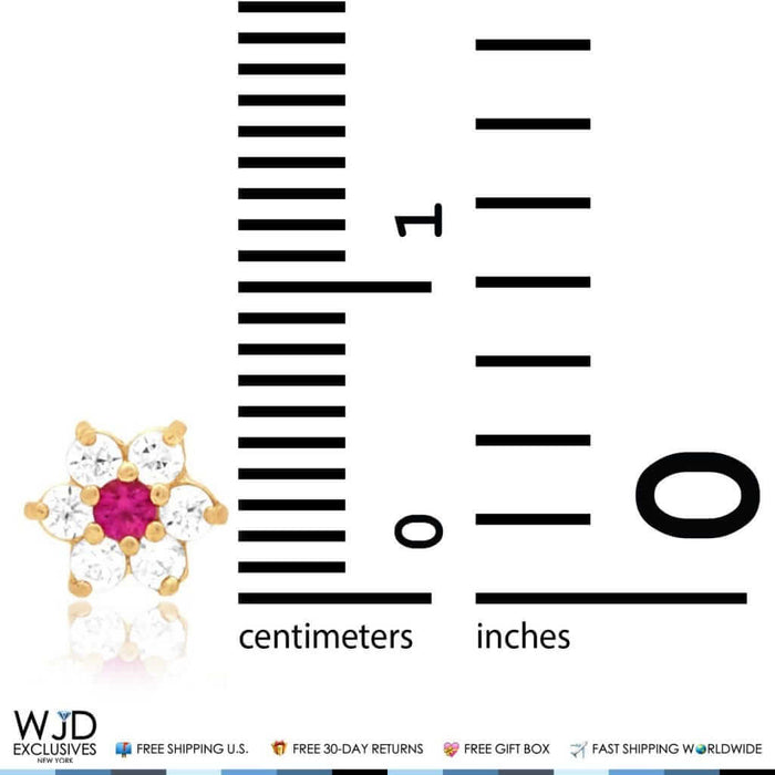 14k Gold CZ & Citrine Flower Cluster Screw Back Stud Earrings