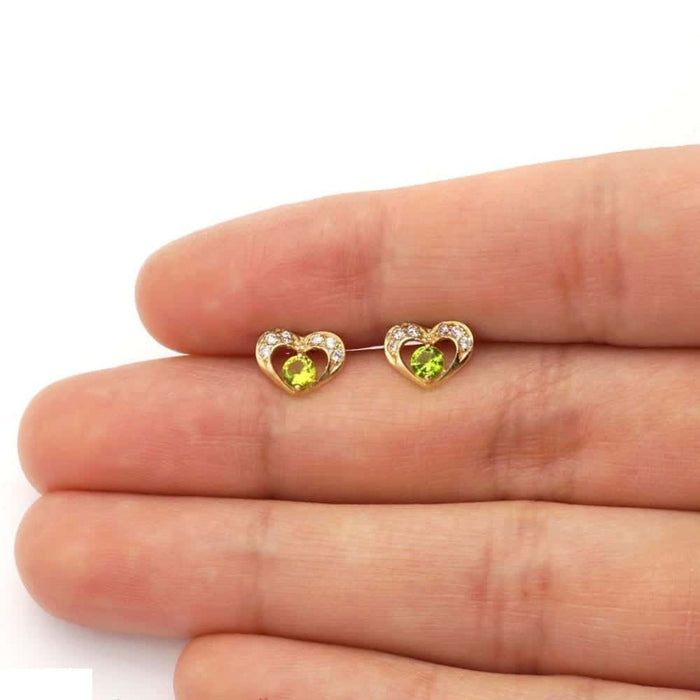 0.50CTW CZ Birthstone Heart Earrings 14K Yellow or White Gold Screw Back