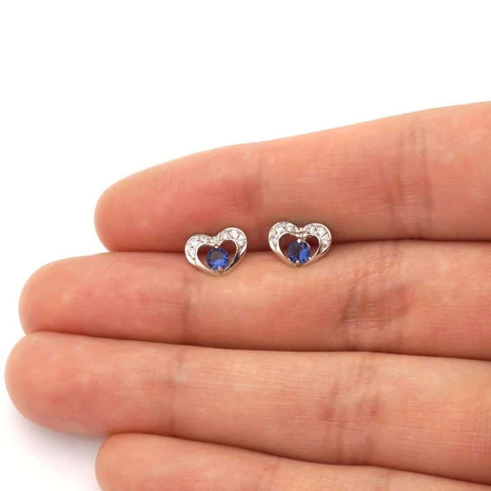 0.50CTW CZ Birthstone Heart Earrings 14K Yellow or White Gold Screw Back