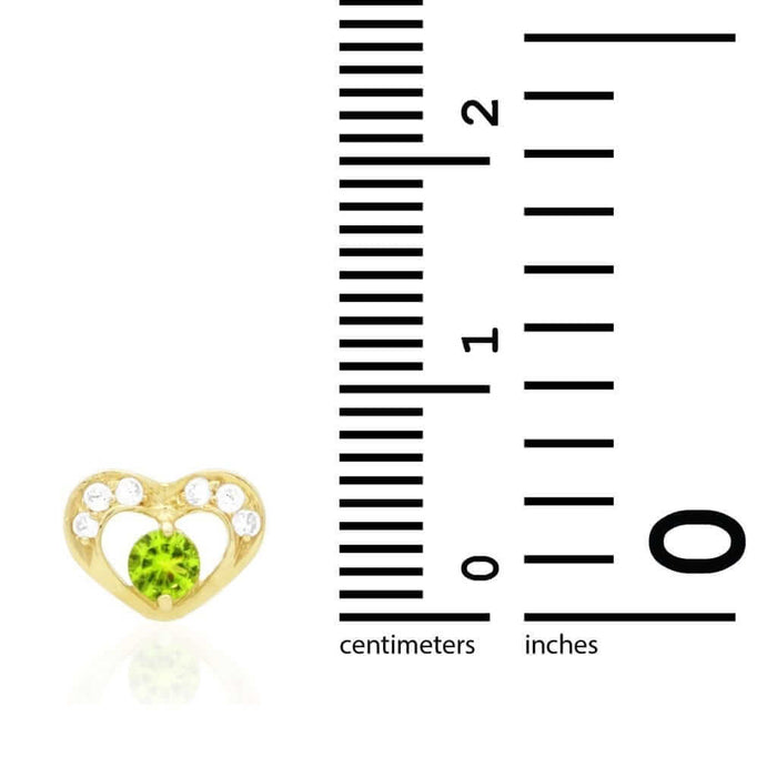0.50CTW CZ Birthstone Heart Earrings 14K Yellow or White Gold Screw Back